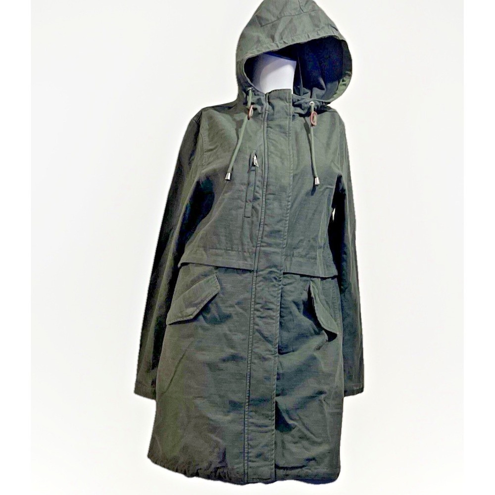Olive Green Hooded Parka Jacket Military Style Coat Sz Med Levi's Y2K‎ 90's - Picture 3 of 12